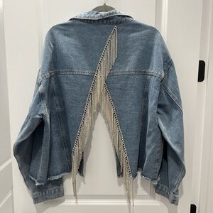 Savanna Jane Blue Denim Jacket with Silver Fringe